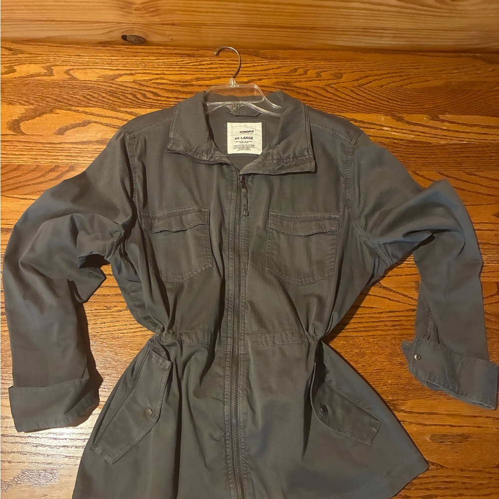 Sonoma Olive Utility Drawstring Jacket